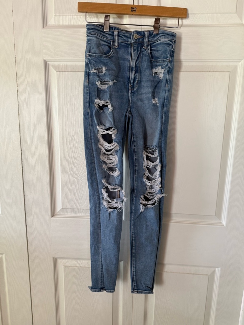 American Eagle Outfitters Distressed Skinny Jeans - Blue